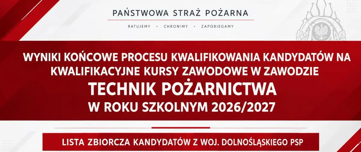 Zakończenie kwalifikacji na kursy zawodowe technik pożarnictwa w 2026/2027 roku